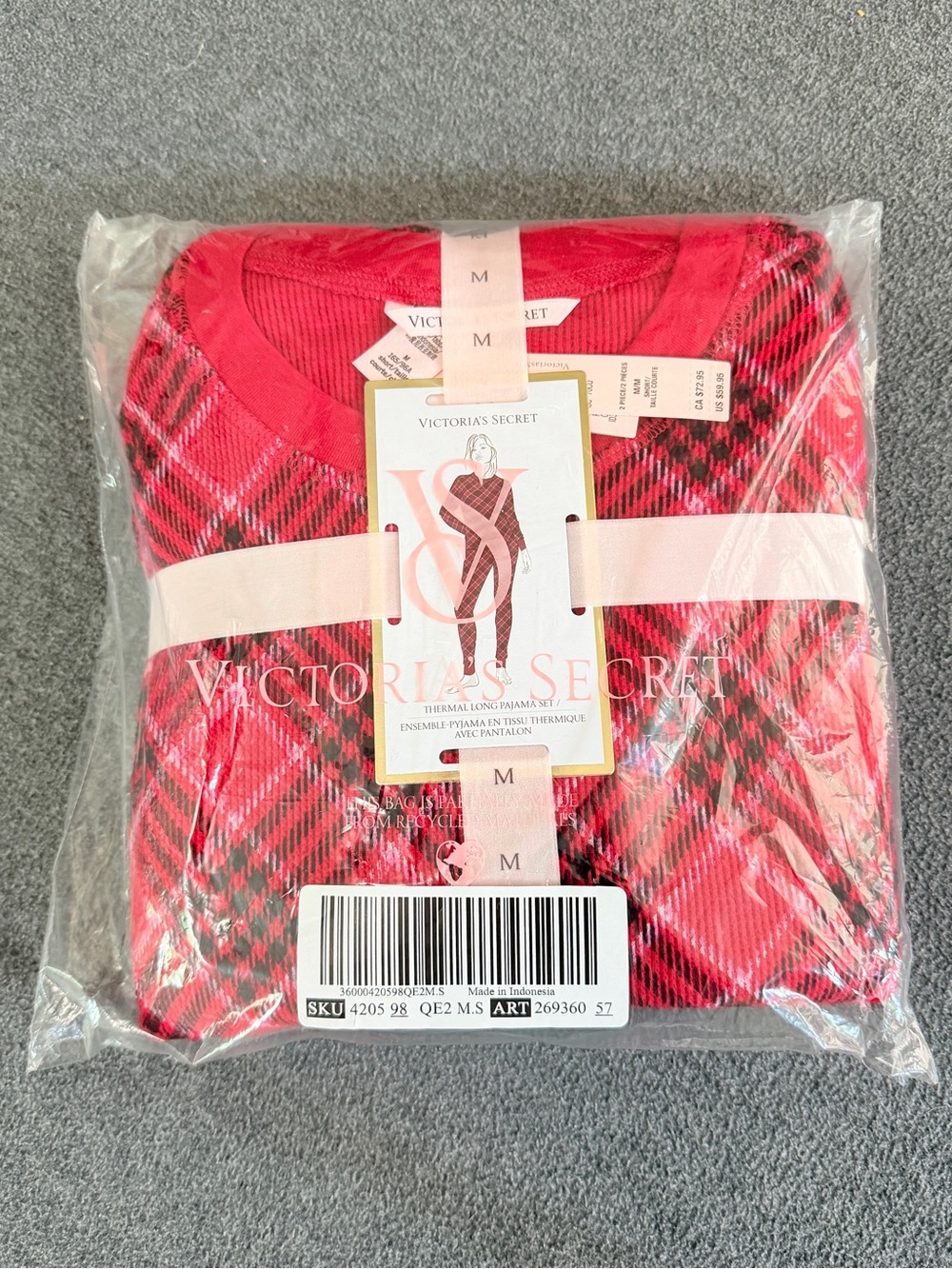 New Victoria’s Secret Thermal Tartan Plaid Pajama Set women Medium holiday
